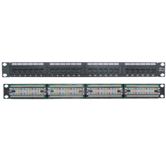 24-port Cat6 patch panel used for organized home and small-business network cabling