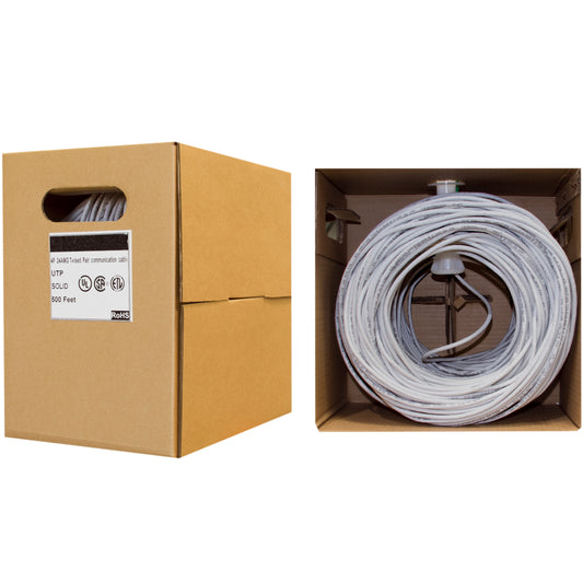 Cat6 Ethernet Cable – 500 ft, 23 AWG Solid Copper, UTP (Pull Box)