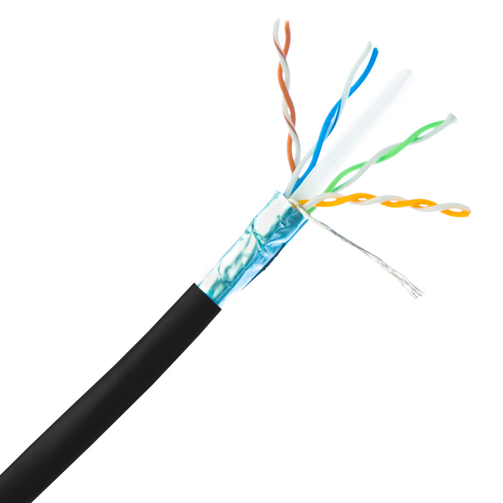 Cat6A Ethernet Cable – 1000 ft, Shielded, Solid Copper, 10 Gigabit, 500 MHz, 23 AWG (Spool)