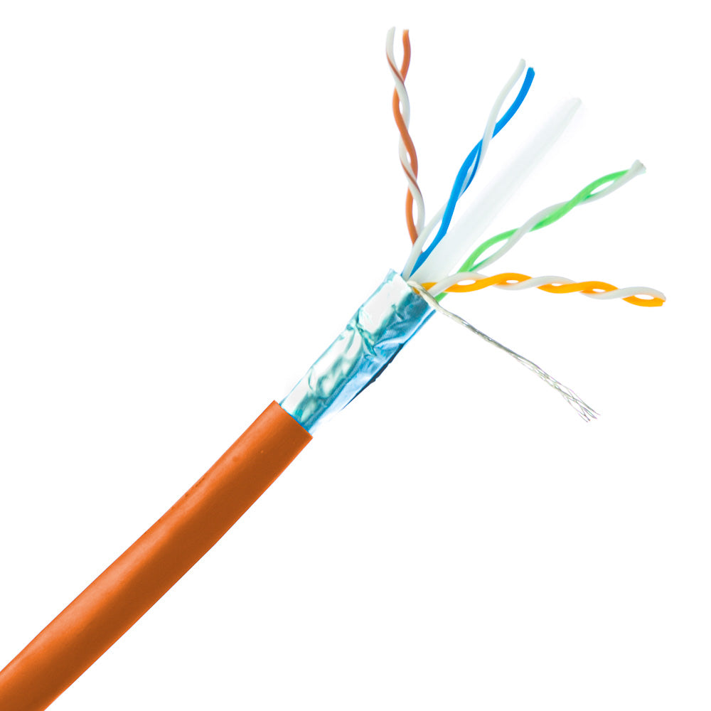 Cat6A Ethernet Cable – 1000 ft, Shielded, Solid Copper, 10 Gigabit, 500 MHz, 23 AWG (Spool)