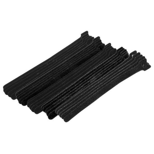 Hook and Loop Cable Straps with Eyelet – 8" x 0.5", Black (25 Pack)