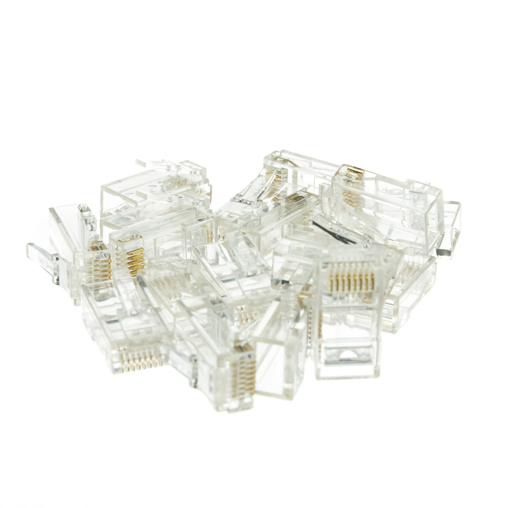 Cat6 RJ45 Crimp Connectors – Solid Cable, Staggered Wire Guides, PoE Compliant, 100-Pack