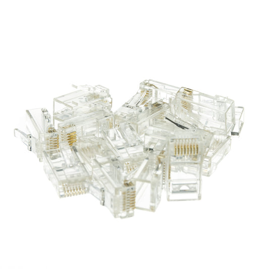 Cat6 RJ45 Crimp Connectors – Solid Cable, Staggered Wire Guides, PoE Compliant, 100-Pack