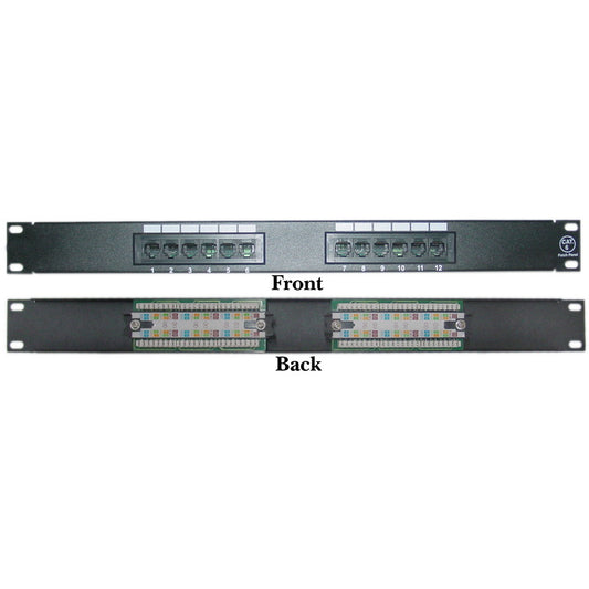 12-port Cat6 1U rackmount patch panel