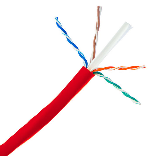 Red Cat6 plenum 1000 ft bulk Ethernet cable pull box