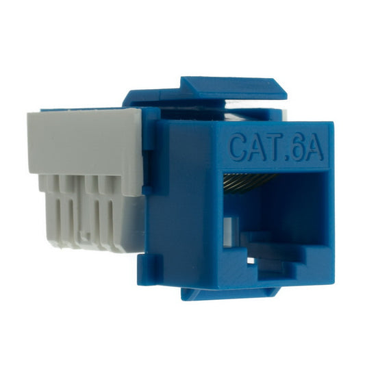 Blue Cat6A RJ45 keystone jack with 110 punch down