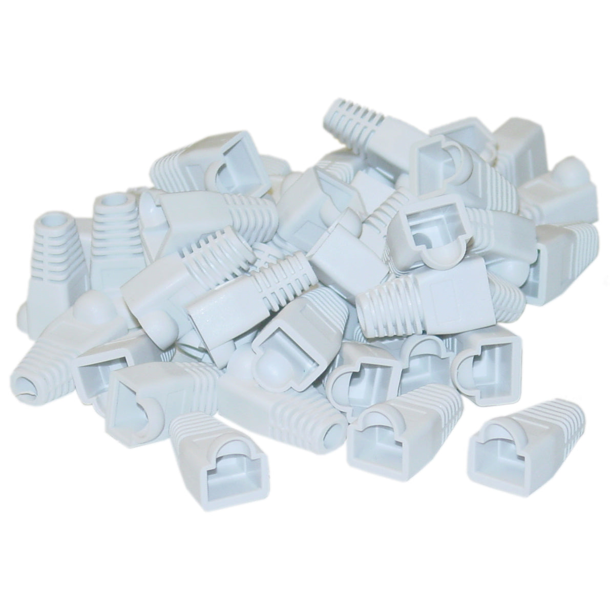 RJ45 Strain Relief Boots, Flexible Snagless Design, Fits Cat5e/Cat6, 50-Pack